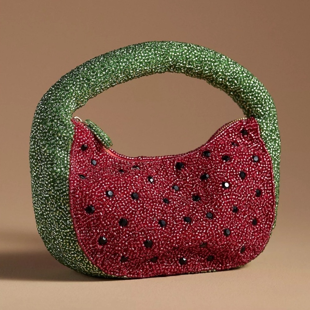 Anthropologie Watermelon Beaded Bag